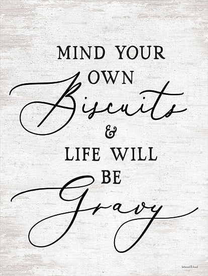 lettered & lined LET340 - LET340 - Mind Your Own Biscuits - 12x16 Mind Your Own Business, Humorous, Kitchen, Typography, Signs from Penny Lane