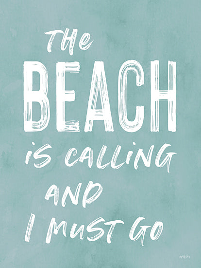 lettered & lined LET415 - LET415 - The Beach is Calling - 12x16 The Beach is Calling, Coastal, Blue & White, Beach, Summer, Typography, Signs, Whimsical from Penny Lane