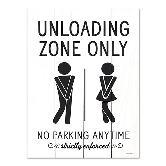 lettered & lined LET509PAL - LET509PAL - Unloading Zone Only - 12x16 Bath, Bathroom, Humorous, Man and Woman Figures, Bathroom Humor, Typography, Signs from Penny Lane