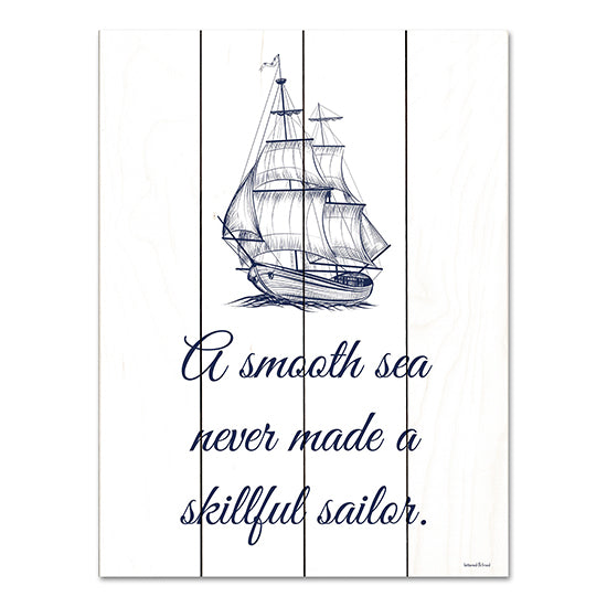 lettered & lined LET561PAL - LET561PAL - Skillful Sailor - 12x16 A Smooth Sea Never Made a Skillful Sailor, Motivational, Blue & White, Typography, Signs, Coastal from Penny Lane