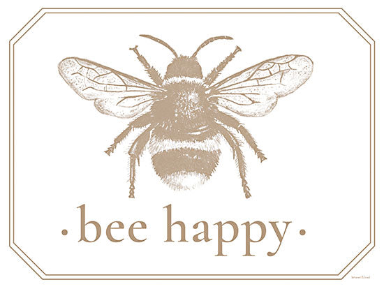 lettered & lined LET575 - LET575 - Bee Happy - 16x12 Be Happy, Bees, Nature, Signs, Typography from Penny Lane