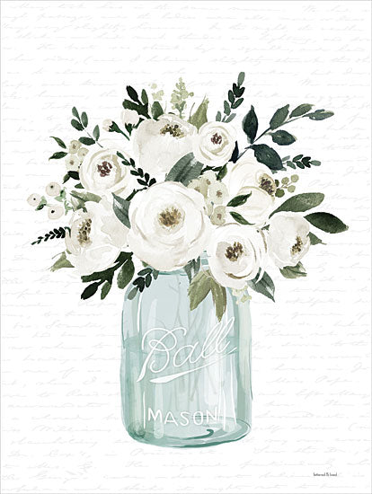 lettered & lined LET640 - LET640 - Kitchen Flowers II - 12x16 Flowers, Bouquet, White Flowers, Glass Jars, Ball Jars, Farmhouse/Country, Spring from Penny Lane