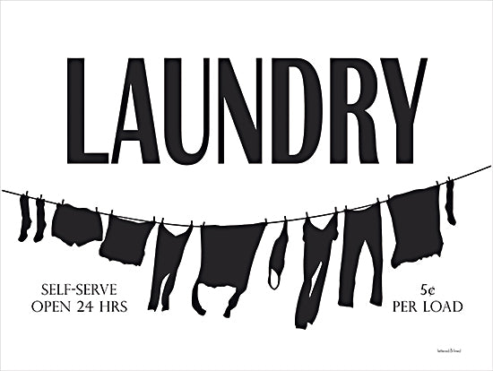 lettered & lined LET693 - LET693 - Laundry Clothesline - 16x12 Laundry, Laundry Room, Clothesline, Clothes, Typography, Signs, Black & White from Penny Lane