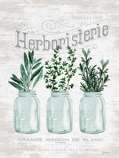 lettered & lined LET697 - LET697 - Charming Kitchen Herbs - 12x16 Kitchen, Still Life, Ball Jars, Herbs, French, Typography, Signs, Spring, French Country from Penny Lane