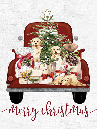 lettered & lined LET837 - LET837 - Holiday Delivery    - 12x16 Christmas, Holidays, Truck, Truck Bed, Red Truck, Dogs, Presents, Christmas Tree, Merry Christmas, Typography, Signs, Textual Art, Winter from Penny Lane