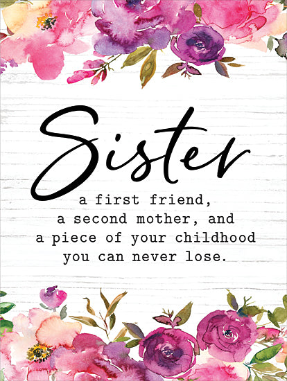 lettered & lined LET875 - LET875 - Sister - 12x16 Flowers, Pink and Purple Flowers, Inspirational, Family, Sisters, Sister - A First Friend, a Second Mother, Typography, Signs, Textual Art, Spring from Penny Lane