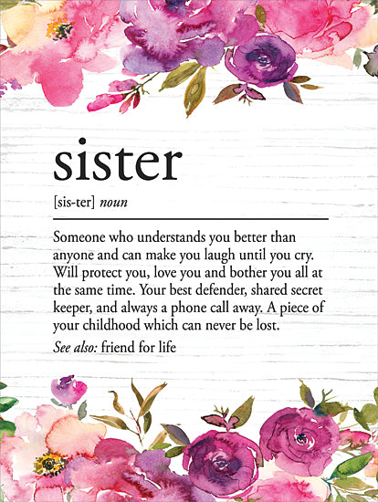 lettered & lined LET877 - LET877 - Sister Definition - 12x16 Inspirational, Family, Sister Definition, Typography, Signs, Textual Art, Flowers, Pink and Purple Flowers from Penny Lane