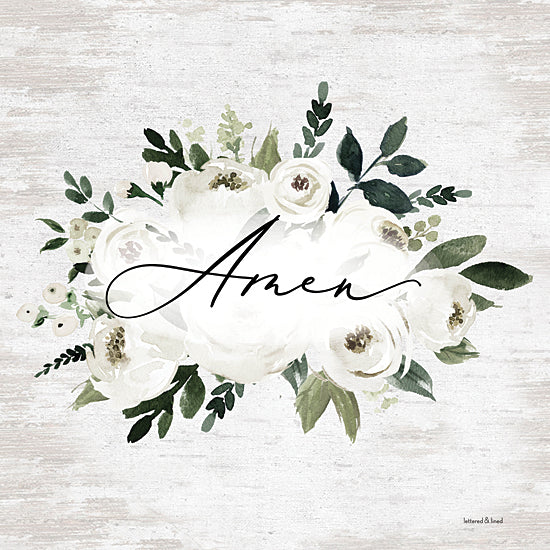 lettered & lined LET880 - LET880 - Amen - 12x12 Religious, Amen, Typography, Signs, Textual Art, Flowers, White Flowers, Greenery from Penny Lane