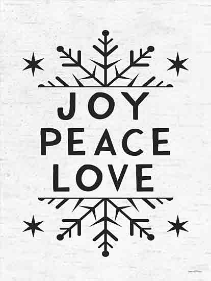 lettered & lined LET914 - LET914 - Joy, Peace, Love Snowflake - 12x16 Christmas, Holidays, Snowflake, Winter, Joy, Peace, Love, Typography, Signs, Textual Art, Black & White from Penny Lane