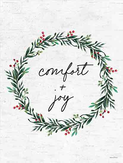lettered & lined LET926 - LET926 - Comfort & Joy Wreath - 12x16 Christmas, Holidays, Wreath, Comfort & Joy, Typography, Signs, Textual Art, Greenery, Berries from Penny Lane