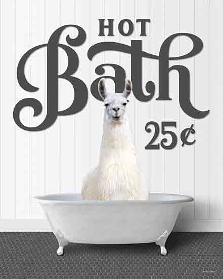 lettered & lined LET972 - LET972 - Llama Hot Bath 25 Cents - 12x16 Bath, Bathroom, Whimsical, Llama, Bathtub, Hot Bath 25 Cents, Typography, Signs, Textual Art, Neutral Palette from Penny Lane