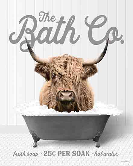 lettered & lined LET973 - LET973 - Highland 25 Cents per Soak - 12x16 Bath, Bathroom, Whimsical, Cow, Highland Cow, The Bath Co., Typography, Signs, Textual Art, Bathtub, Photography from Penny Lane