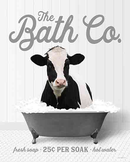 lettered & lined LET974 - LET974 - Cow 25 Cents per Soak - 12x16 Bath, Bathroom, Whimsical, Cow, Black and White Cow, The Bath Co., Typography, Signs, Textual Art, Bathtub, Photography from Penny Lane