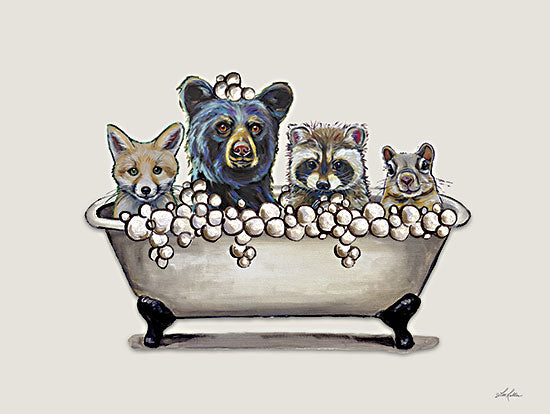 Lee Keller LK167 - LK167 - Cabin Bath Animals - 16x12 Bath, Bathroom, Bathtub, Animals, Lodge, Fox, Bear, Raccoon, Chipmunk, Whimsical from Penny Lane