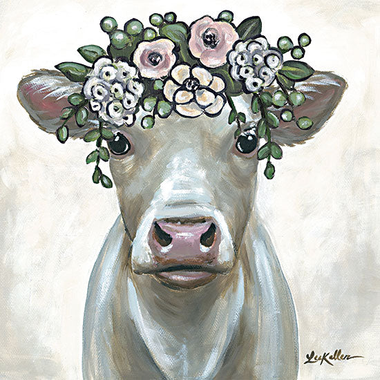 Lee Keller LK168 - LK168 - Milkshake Cow with Flowers - 12x12 Cow, Floral Crown, Flowers, Whimsical from Penny Lane
