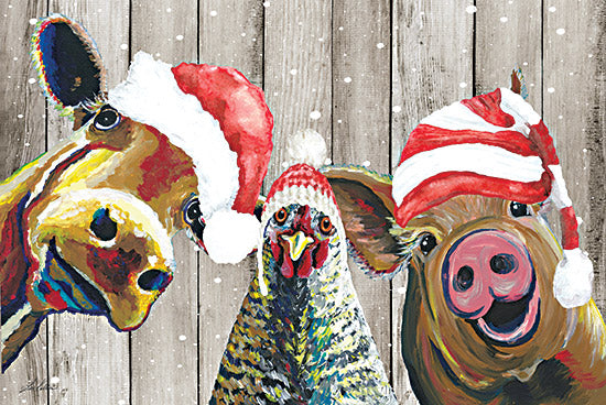 Lee Keller LK188 - LK188 - Barnyard Trio   - 18x12 Christmas, Holidays, Animals, Whimsical, Barnyard Animals, Cow, Pig, Chicken from Penny Lane