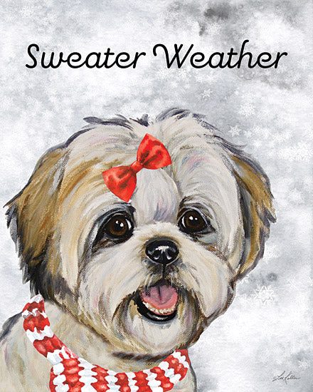Lee Keller LK195 - LK195 - Sweater Weather - 12x16 Christmas, Holidays, Dog, Pets, Whimsical, Sweater Weather Typography, Signs, Knit Scarf, Hairbow, Winter from Penny Lane