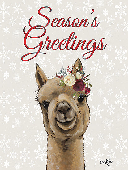 Lee Keller LK199 - LK199 - Season's Greetings Alpaca - 12x16 Christmas, Holidays, Winter, Season's Greetings, Typography, Signs, Textual Art, Alpaca, Flowers, Whimsical from Penny Lane
