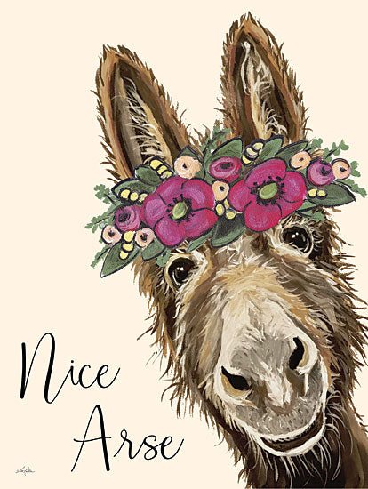 Lee Keller LK216 - LK216 - Nice Arse - 12x16 Whimsical, Donkey, Flowers, Floral Crown, Nice Arse, Typography, Signs, Textual Art from Penny Lane