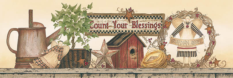 Linda Spivey LS1330 - LS1330 - Count Your Blessings - 36x12 Count Your Blessings, Still Life, Watering Can, Primitive, Vintage, Garden, Wreath, Birdhouse, Country from Penny Lane
