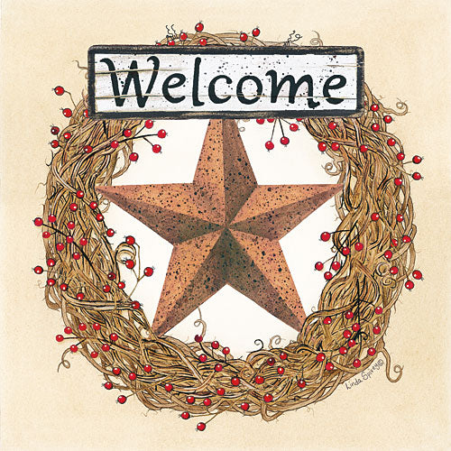 Linda Spivey LS1625 - Barn Star Welcome Wreath - Country, Wreath, Welcome, Berries, Barnstar from Penny Lane Publishing