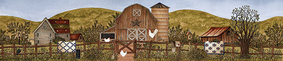 Linda Spivey LS1741 - Summertime Farm - 18x4 Summertime, Farm, Barn, Chickens, Quilt, Fence, Homestead from Penny Lane