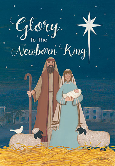 Linda Spivey LS1783 - LS1783 - Glory to the King - 12x16 Signs, Typography, Baby Jesus, Mary, Joseph, Sheep, Bird, North Star from Penny Lane