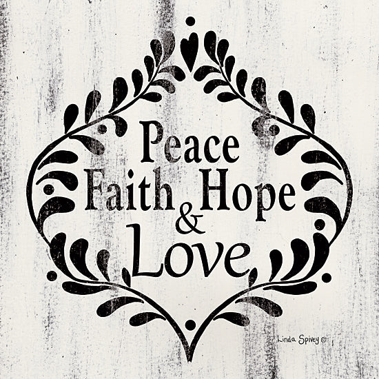 Linda Spivey LS1800 - LS1800 - Peace Faith Hope & Love    - 12x12 Signs, Typography, Peace, Faith, Hope, Love from Penny Lane