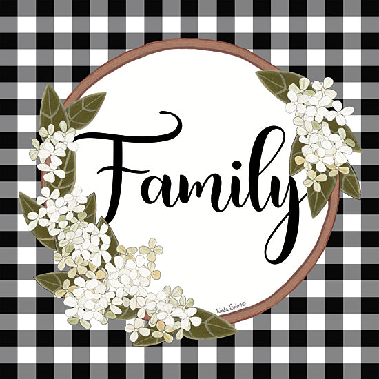 Linda Spivey LS1895 - LS1895 - Sweet Farmhouse Family - 12x12 Inspirational, Family, Typography, Signs, Textual Art, Flowers, White Flowers, Black & White Plaid, Farmhouse/Country from Penny Lane