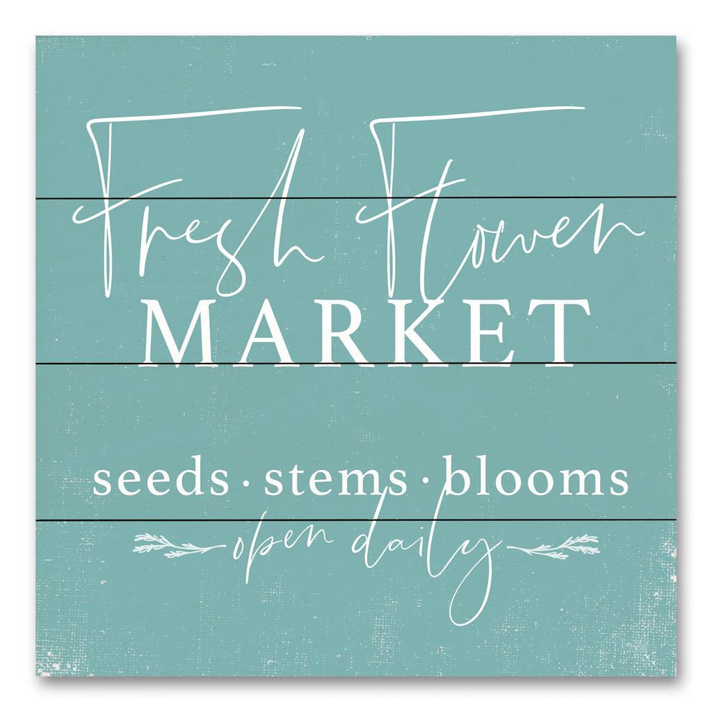 Lux + Me Designs LUX104PAL - LUX104PAL - Fresh Flower Market      - 12x12 Flower Market, Seeds, Flowers, Typography, Signs, Blue & White, Garden, Spring, Cottage/Country, Advertisements from Penny Lane