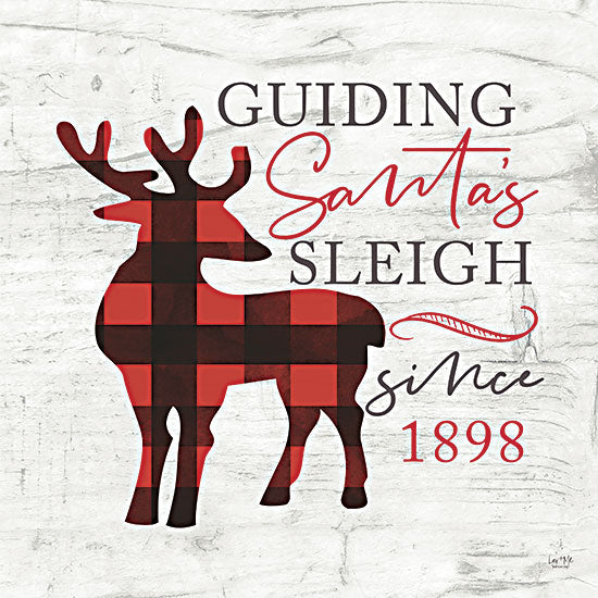 Lux + Me Designs LUX389 - LUX389 - Guiding Santa's Sleigh - 12x12 Reindeer, Holidays, Santa's Sleigh, Red & Black Plaid, Lodge, Signs from Penny Lane