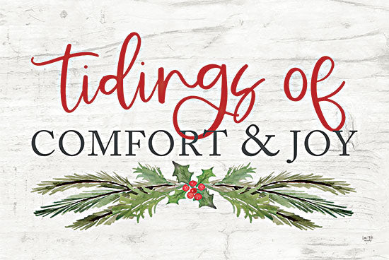 Lux + Me Designs LUX391 - LUX391 - Tidings of Comfort & Joy - 18x12 Tidings of Comfort & Joy, Holidays, Christmas, Holly and Berries, Calligraphy, Signs from Penny Lane