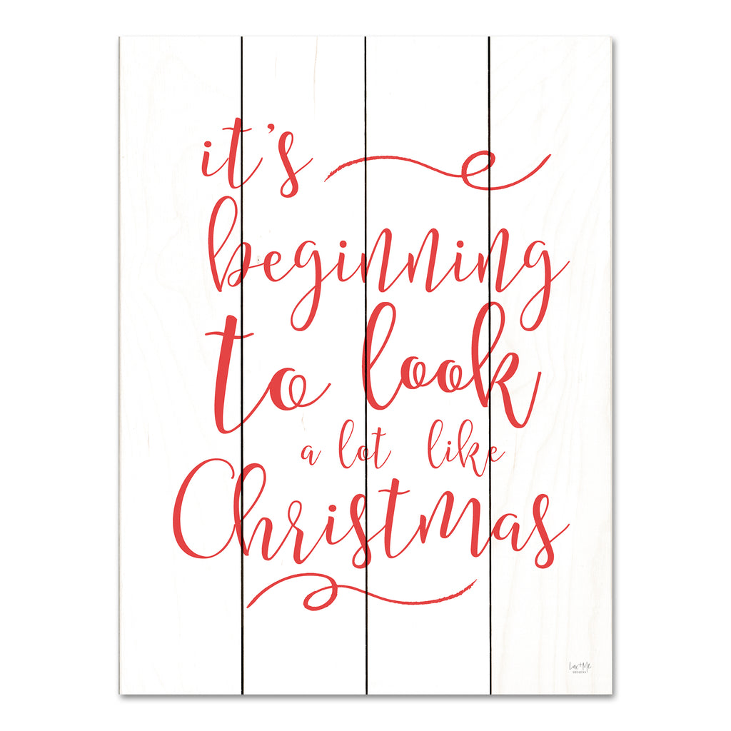 Lux + Me Designs LUX482PAL - LUX482PAL - Beginning to Look Like Christmas - 12x16 Christmas, Holidays, Typography, Signs, It's Beginning to Look Like Christmas, Winter, Red & White, Christmas Song from Penny Lane