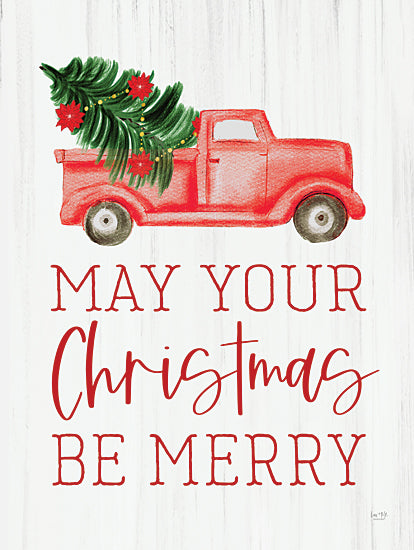 Lux + Me Designs LUX709 - LUX709 - May Your Christmas Be Merry - 12x16 Christmas, Holidays, Truck, Red Truck, Christmas Tree, Typography, Signs, May Your Christmas Be Merry, Winter from Penny Lane