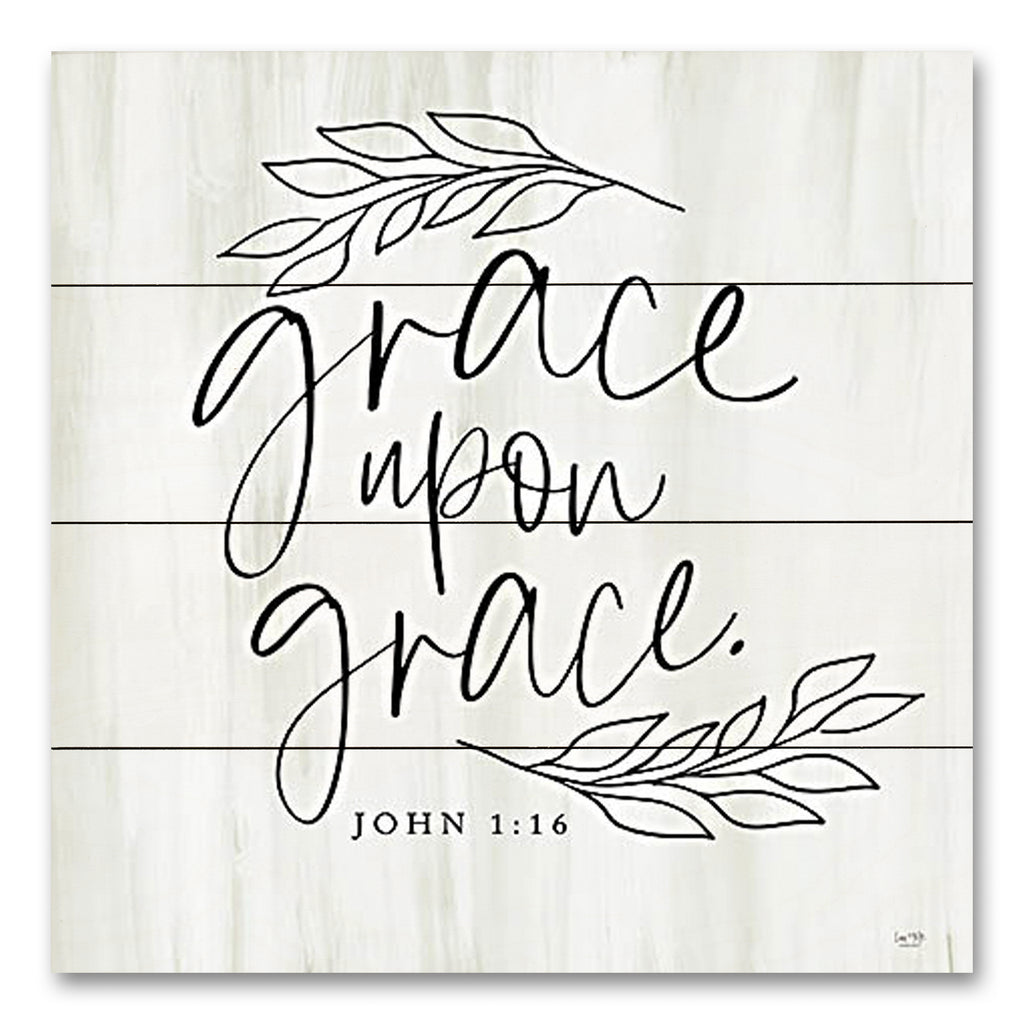 Lux + Me Designs LUX748PAL - LUX748PAL - Grace Upon Grace - 12x12 Religious, Grace Upon Grace, Bible Verse, John, Typography, Signs, Greenery from Penny Lane