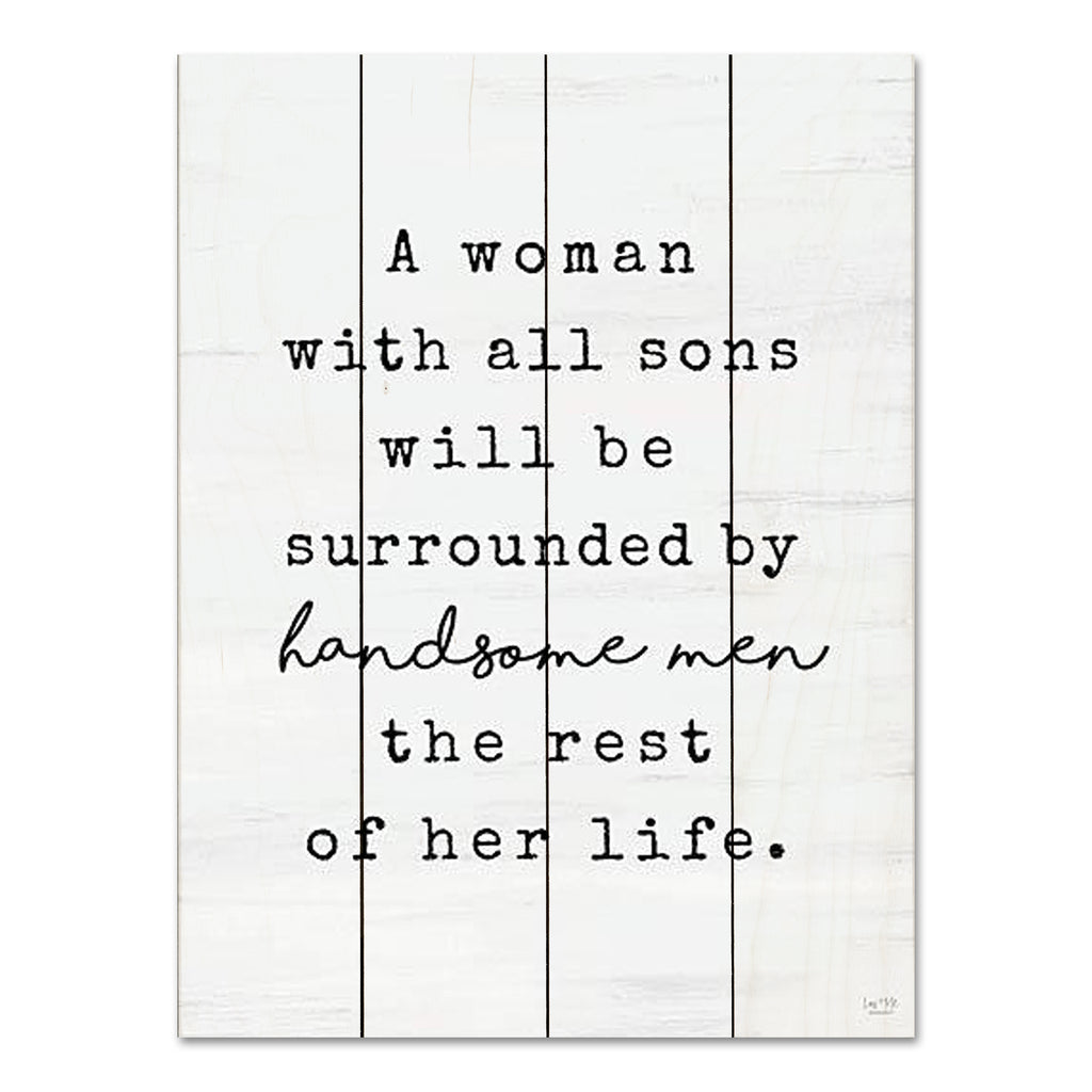 Lux + Me Designs LUX880PAL - LUX880PAL - All Sons - 12x16 Inspirational, Family, Sons, Surrounded by Handsome Men, Typography, Signs, Textual Art, Black & White from Penny Lane
