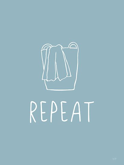 Lux + Me Designs LUX903 - LUX903 - Laundry Set - Repeat - 12x16 Laundry, Clothes Basket, Hamper, Repeat, Typography, Signs, Textual Art, Blue & White from Penny Lane