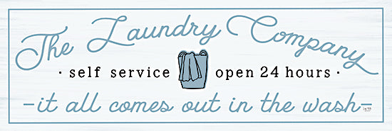 Lux + Me Designs LUX904A - LUX904A - The Laundry Company - 36x12 Laundry, The Laundry Company, Comes Out in the Wash, Typography, Signs, Textual Art, Clothes Basket, Blue & White, Laundry Room from Penny Lane