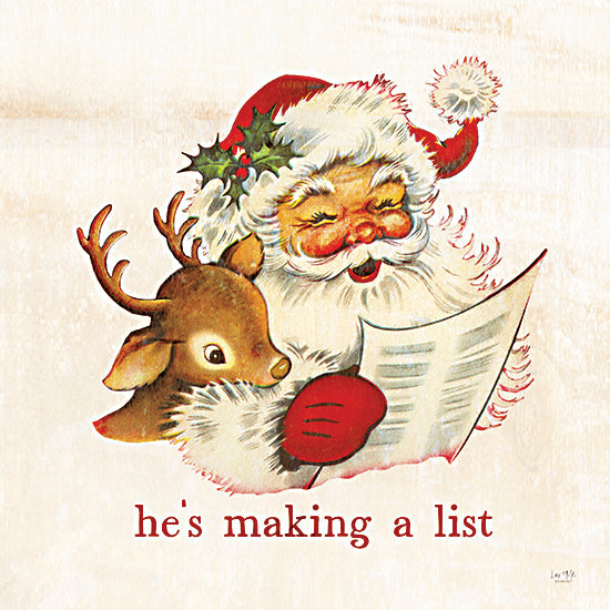 Lux + Me Designs LUX991 - LUX991 - He's Making a List - 12x12 Christmas, Holidays, Santa Claus, Reindeer, He's Making a List, Typography, Signs, Textual Art, Vintage, Whimsical, Winter from Penny Lane