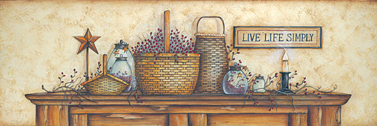 Mary Ann June MARY162 - Live Life Simply  - Baskets, Sign, Star, Berries, Still Life from Penny Lane Publishing