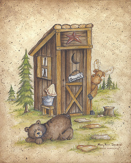 Mary Ann June MARY279 - Still Waiting - Outhouse, Bear, Moose, Bath from Penny Lane Publishing