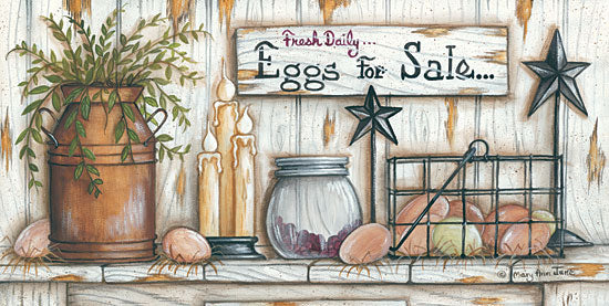 Mary Ann June MARY459 - Eggs for Sale - Eggs, Barn Stars, Greenery, Candles from Penny Lane Publishing