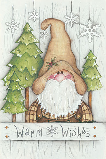 Mary Ann June MARY542 - MARY542 - Winter Gnome - 12x18 Gnome, Winter, Warm Wishes, Trees, Snowflakes, Wood Background from Penny Lane