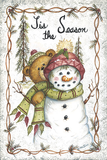 Mary Ann June MARY627 - MARY627 - Tis the Season - 12x18 Winter, Snowman, Teddy Bear, Tis the Season, Typography, Signs, Textual Art, Trees, Pine Sprigs from Penny Lane
