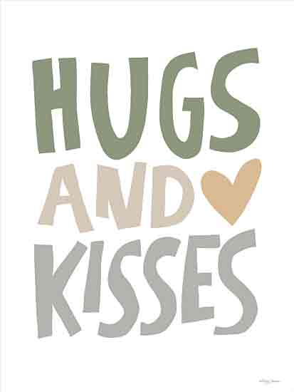 Molly Mattin MAT171 - MAT171 - Hugs and Kisses    - 12x16 Inspirational, Hugs and Kisses, Typography, Signs, Textual Art, Heart from Penny Lane