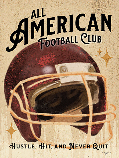Molly Mattin MAT216 - MAT216 - All American Football Club - Helmut - 12x16 Sports, Football, Football Helmut, All American Football Club, Typography, Signs, Textual Art, Hustle, Hit, and Never Quit, Vintage, Masculine from Penny Lane
