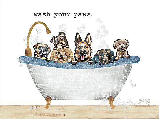 Marla Rae MAZ5644 - MAZ5644 - Wash Your Paws     - 16x12 Wash Your Paws, Bath, Dogs, Pets, Bathtub, Bubbles from Penny Lane