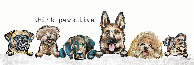 Marla Rae MAZ5666A - MAZ5666A - Think Pawsitive    - 36x12 Think Pawsitive, Think Positive, Dogs, Pets, Still Life, Humorous, Signs from Penny Lane