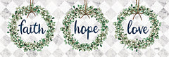 MAZ5687B - Faith Hope Love Eucalyptus Wreaths - 36x12