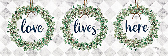 Marla Rae MAZ5689B - MAZ5689B - Love Lives Here Eucalyptus Wreaths - 36x12 Love Lives Here, Wreaths, Eucalyptus, Patterns, Signs, Family from Penny Lane